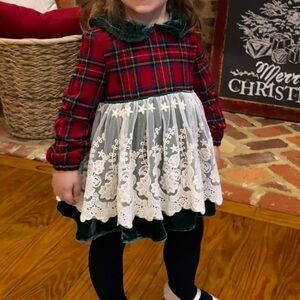 Plaid and Lace Kids Dress
